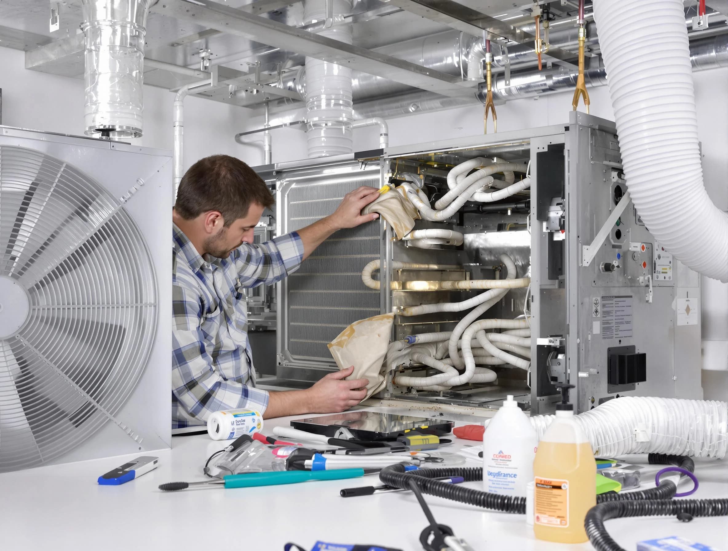 West View Air Duct Cleaning specialist performing precision AC coil cleaning in West View