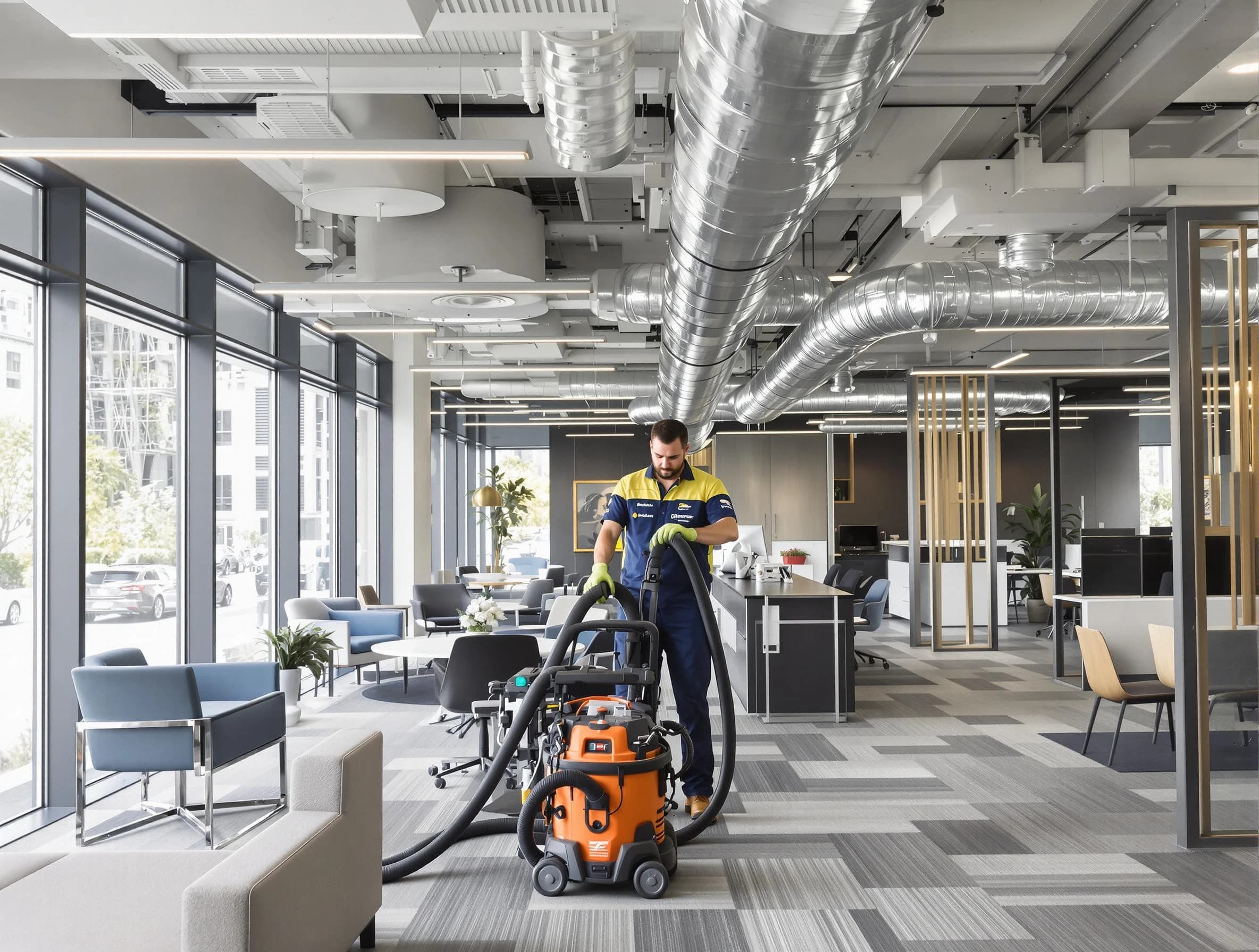 West View Air Duct Cleaning team performing thorough commercial duct cleaning at a West View business center