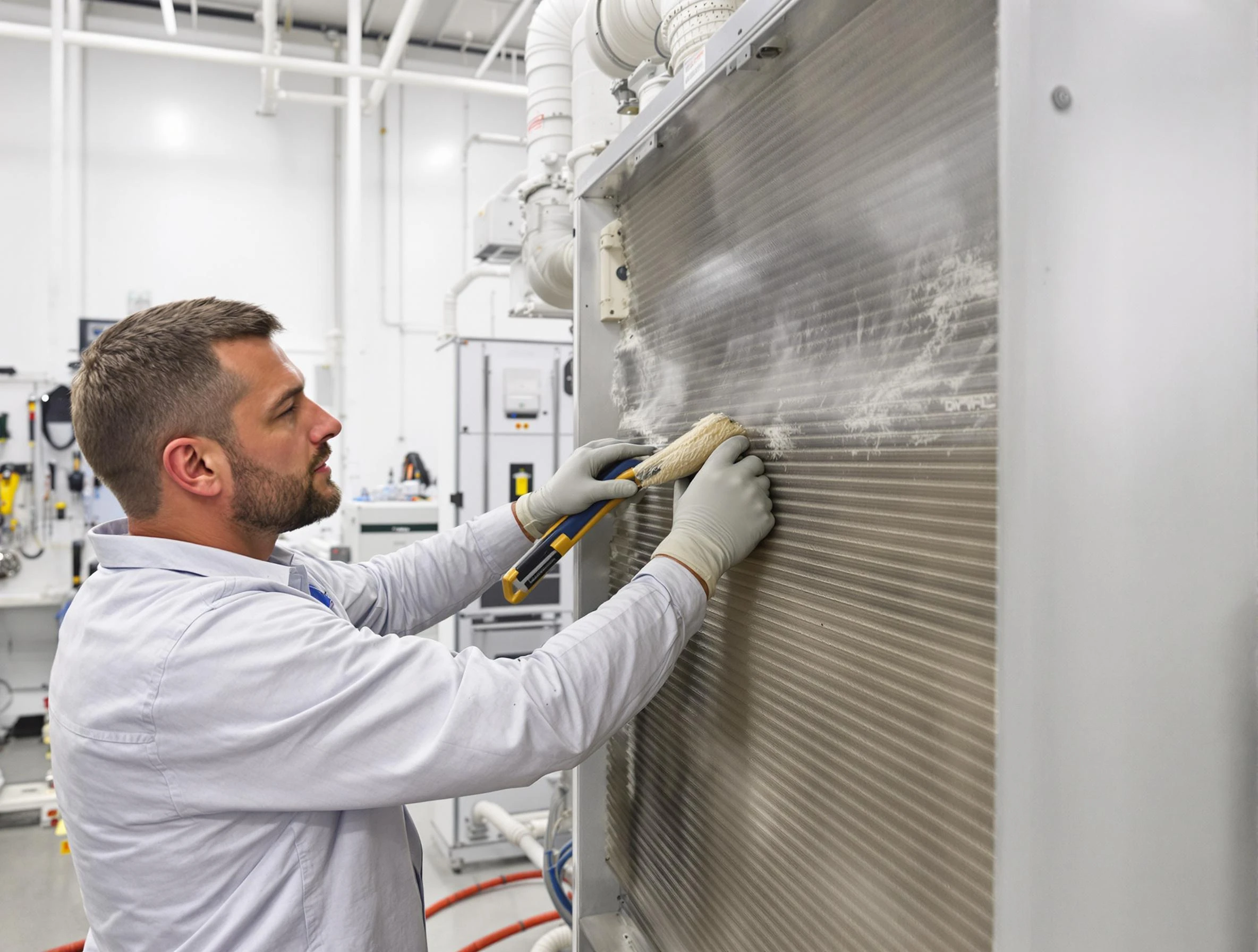 West View Air Duct Cleaning technician performing precision commercial coil cleaning at a West View business