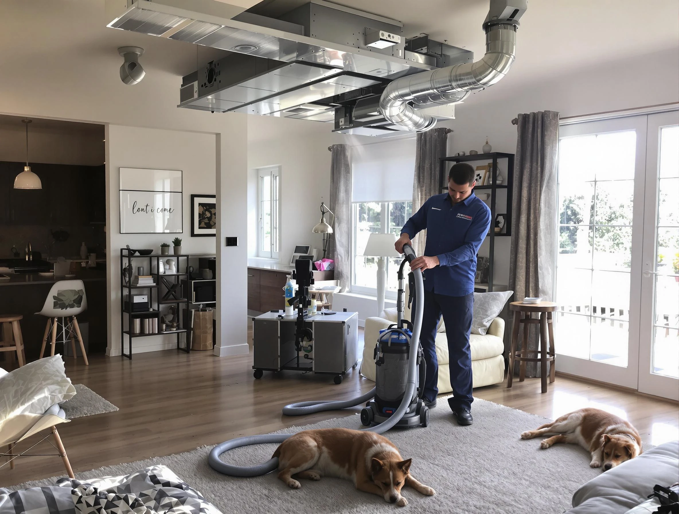 West View Air Duct Cleaning technician performing detailed indoor duct cleaning for improved air quality in West View